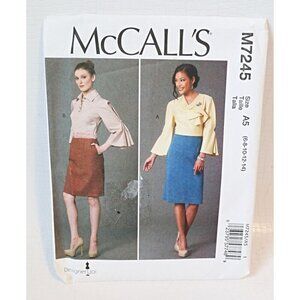 Vintage McCall's M7245 Sewing Pattern Misses Dress Pleated Sleeves Fitted Bodice